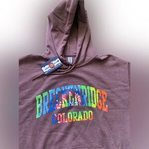 Breckenridge, ⛷️. CO  🏂 mauve rainbow tie dye hoodie, large 🏳️‍🌈 🎿